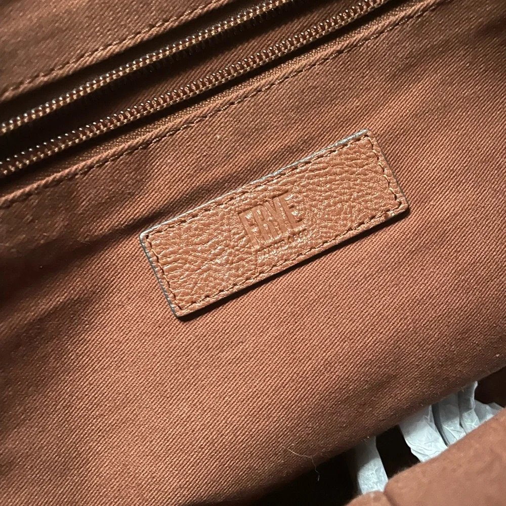 Frye Brown Leather Satchel with Gold Accent